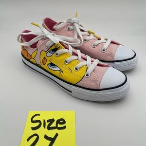 Pink and Yellow Looney Toon Cartoon Converse Sneakers